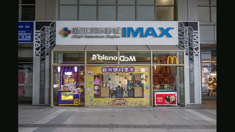 Cinema counter with popcorn for sale
