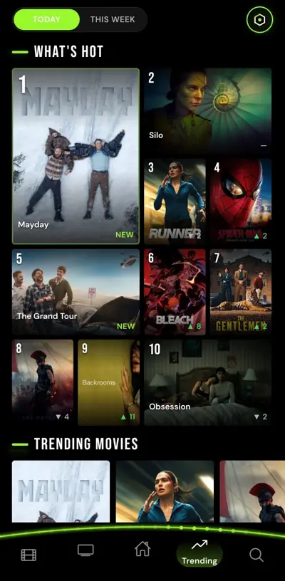 CineJoy title browsing screen showing drama covers and neon green highlights CineJoy title browsing screen showing drama covers and neon green highlights
